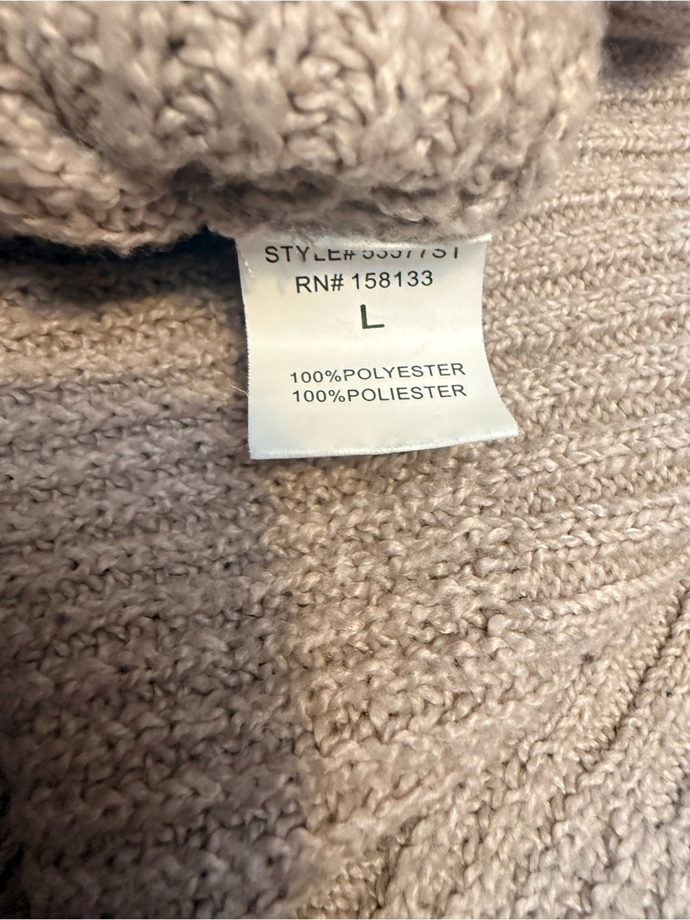 Pink Clover Light Beige Ribbed Raglan Pullover Sweater - Picture 12 of 15